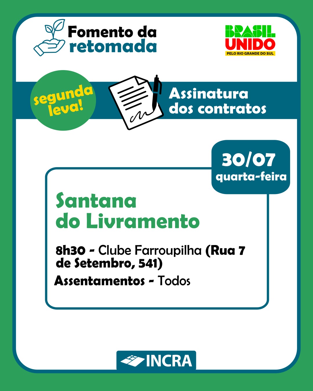 Mais recursos chegando para os assentados .