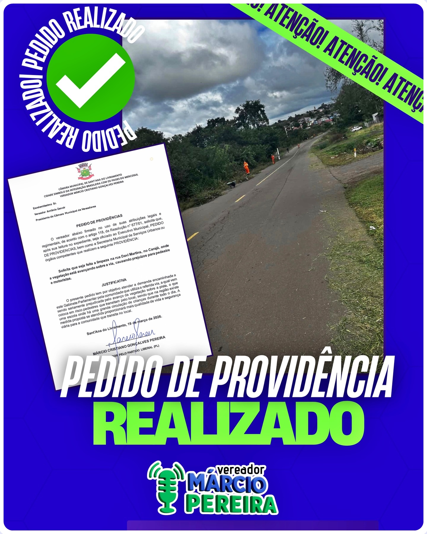 Pedido realizado e trabalho entregue!