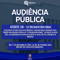  Audiência Pública, da “LOA – Lei Orçamentária Anual”