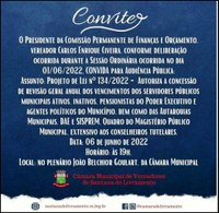 Convite para Audiência Pública  - Revisão Anual dos Servidores.