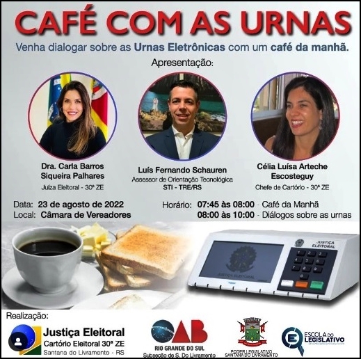 Convite para o café com as urnas.