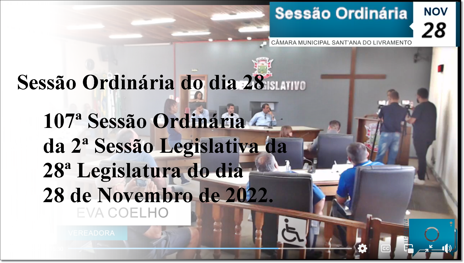Sessão Ordinária do dia 28 de Novembro.