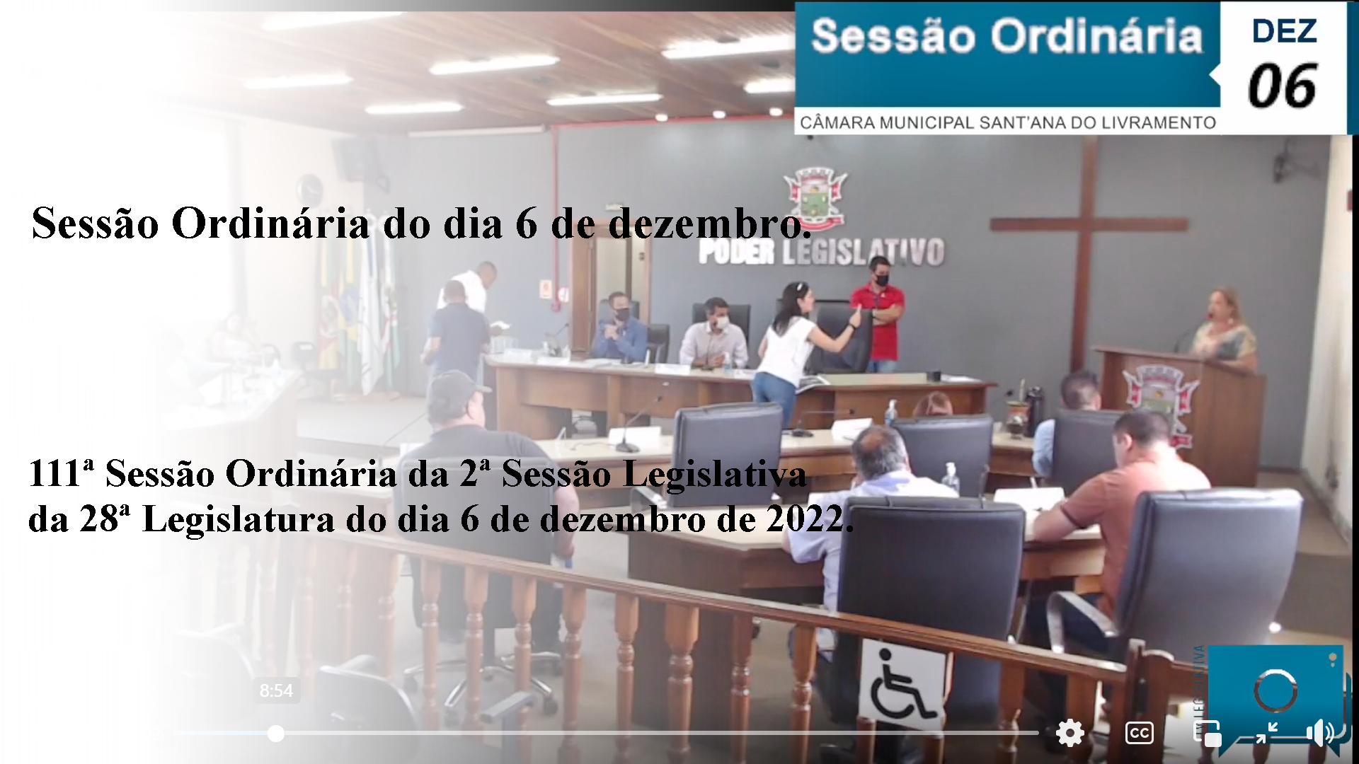Sessão Ordinária do dia 6 de dezembro.