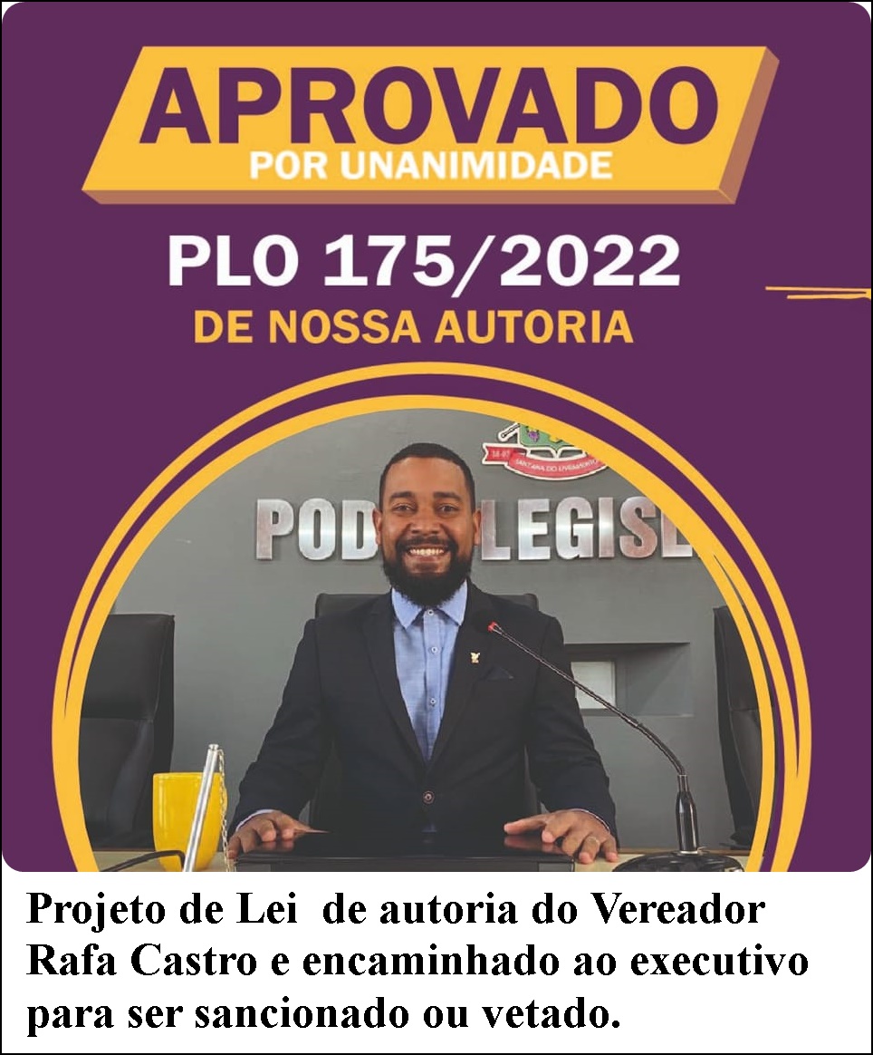 Projeto de Lei encaminhado ao executivo.